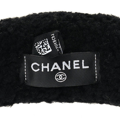Chanel Shearling Logo Headband Black White 3 of 3