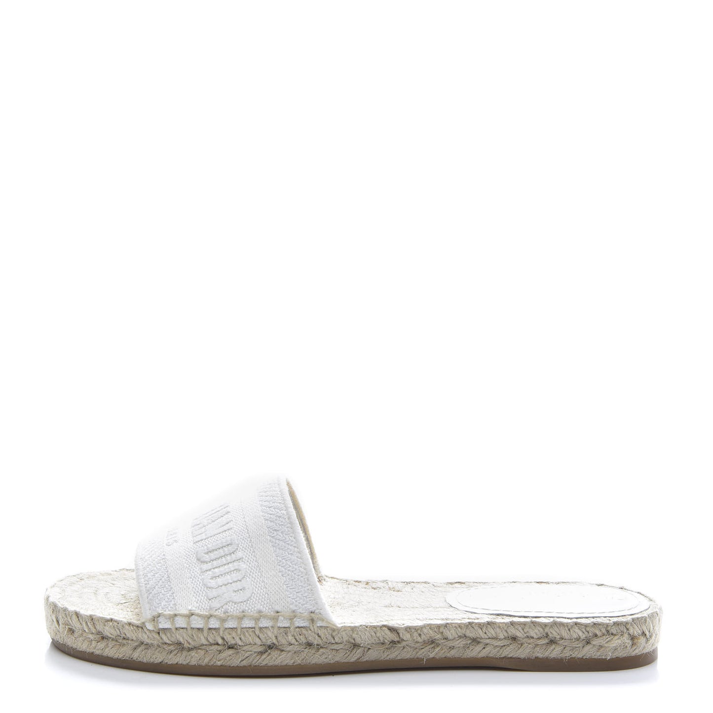 Canvas Embroidered Espadrille Flat Slide Sandals 36 White