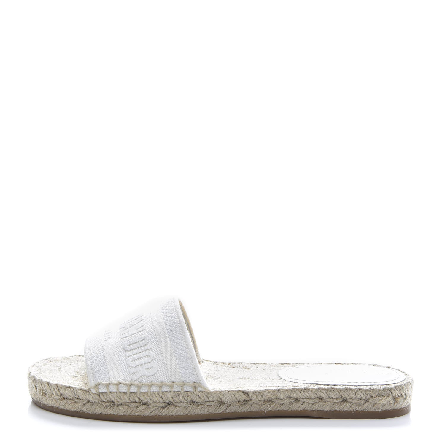 Christian Dior Canvas Embroidered Espadrille Flat Slide Sandals 36 White 1 of 9