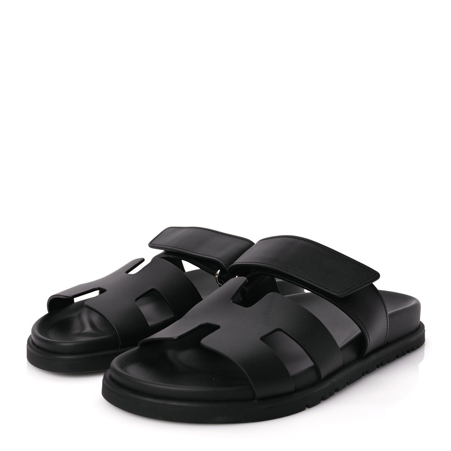 Hermes Calfskin Womens Chypre Sandals 36.5 Black 4 of 7