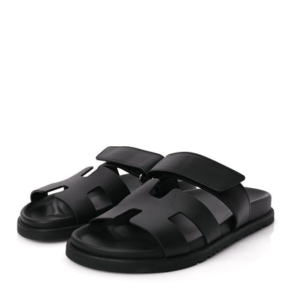Hermes Calfskin Womens Chypre Sandals 36.5 Black 4 of 7
