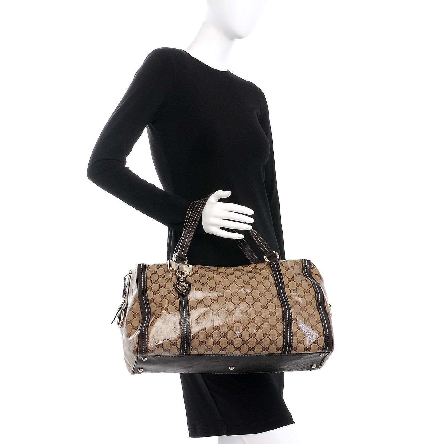 Crystal Monogram Large Duchessa Boston Dark Brown