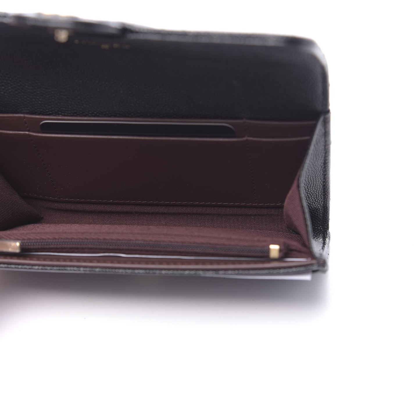 Caviar Quilted Medium Gusset Flap Wallet Black