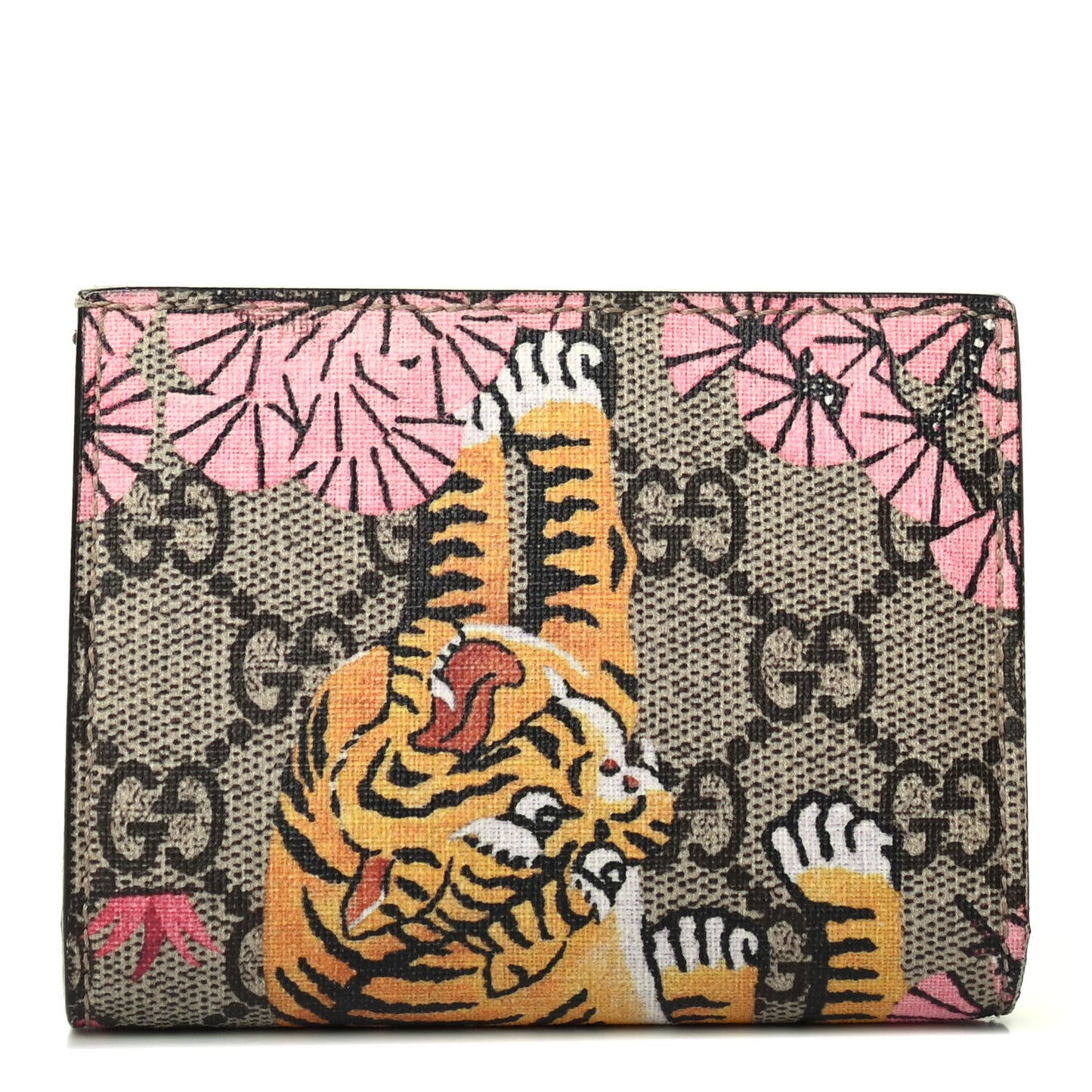 GG Supreme Monogram Bengal Card Case Beige Pink