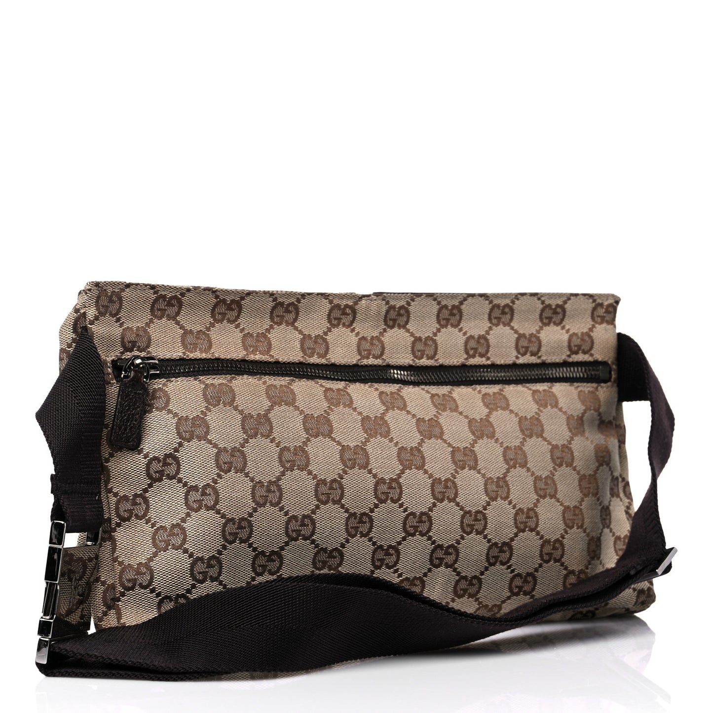 GG Monogram Double Pocket Belt Bag Dark Brown