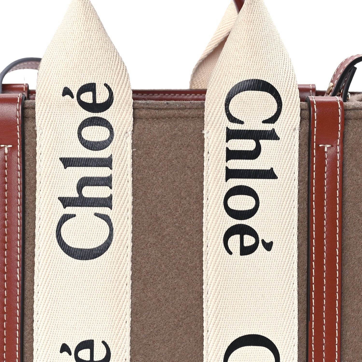 Chloe Felt Calfskin Small Woody Ribbon Tote Light Brown 6 of 7
