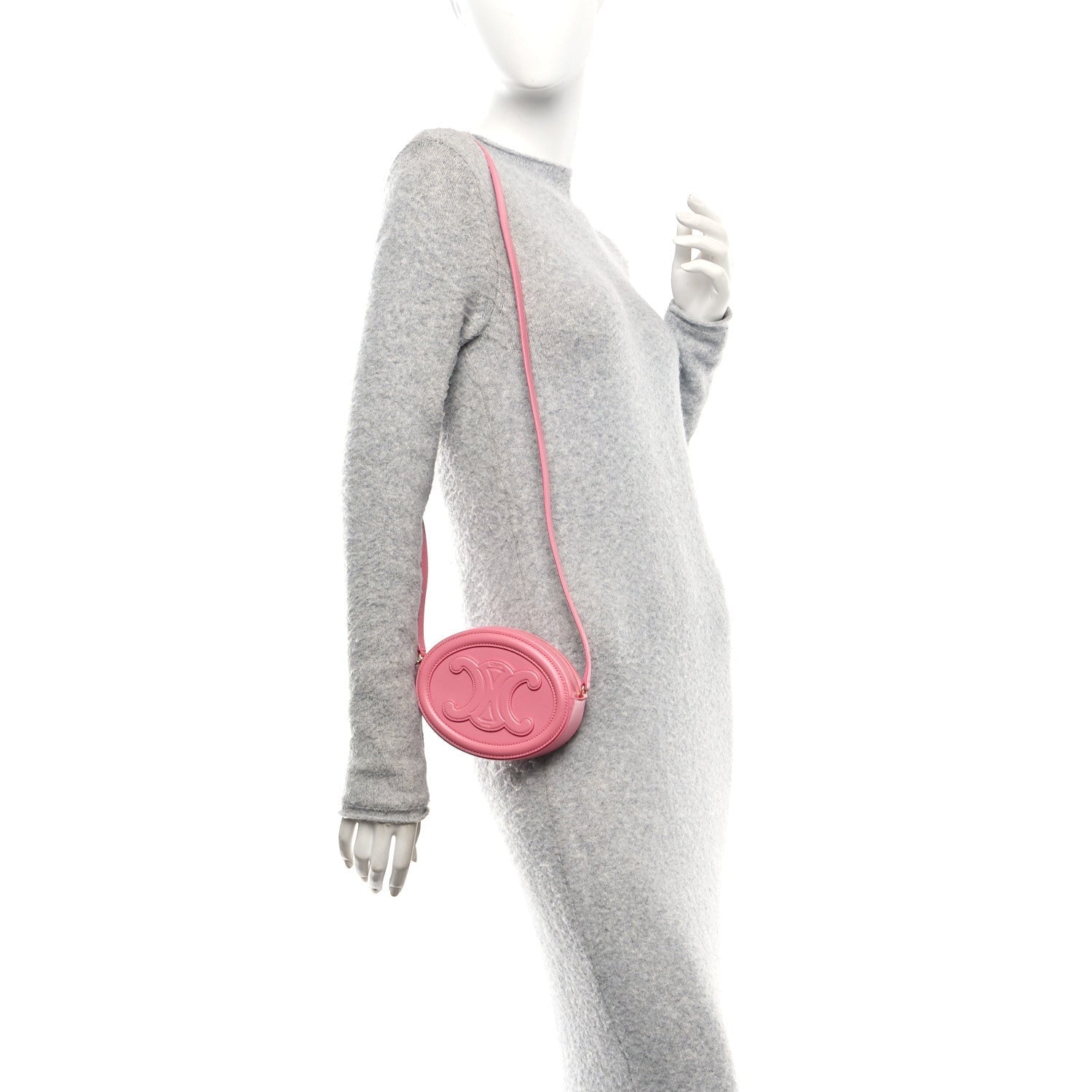 Celine Smooth Calfskin Cuir Triomphe Oval Purse Crossbody Lipstick 2 of 7