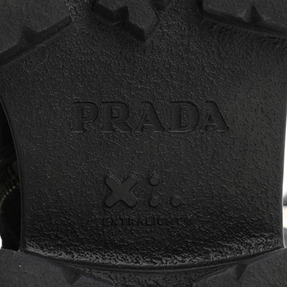 Prada Spazzolato Rois Re-Nylon Metal Triangle Logo Monolith Pouch Pocket 55mm Tall Combat Boots 36.5 Black 7 of 7