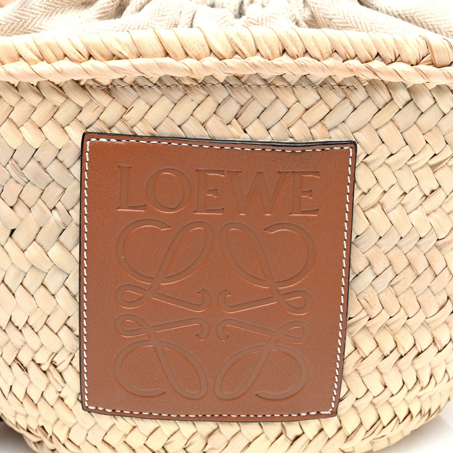 Raffia Drawstring Basket Tote Bag Natural Tan