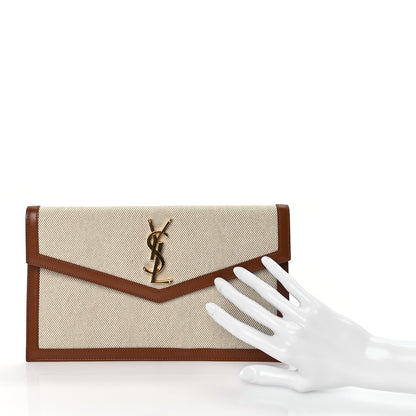 Saint Laurent Canvas Uptown Pouch Natural Beige Brick 2 of 7