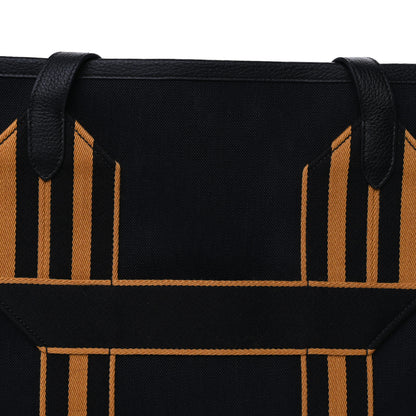 Hermes Militaire Canvas Taurillon Clemence Wooly Wooly Pursangle MM Tote Black 6 of 8