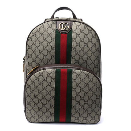 Gucci GG Supreme Monogram Ophidia Backpack  Beige Ebony Brown 1 of 8