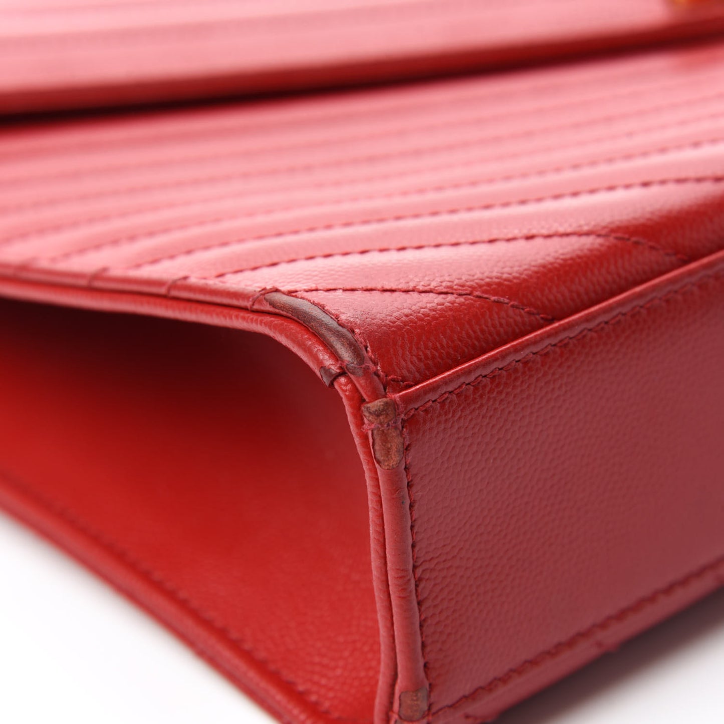 Grain De Poudre Matelasse Chevron Large Monogram Satchel Lipstick Red