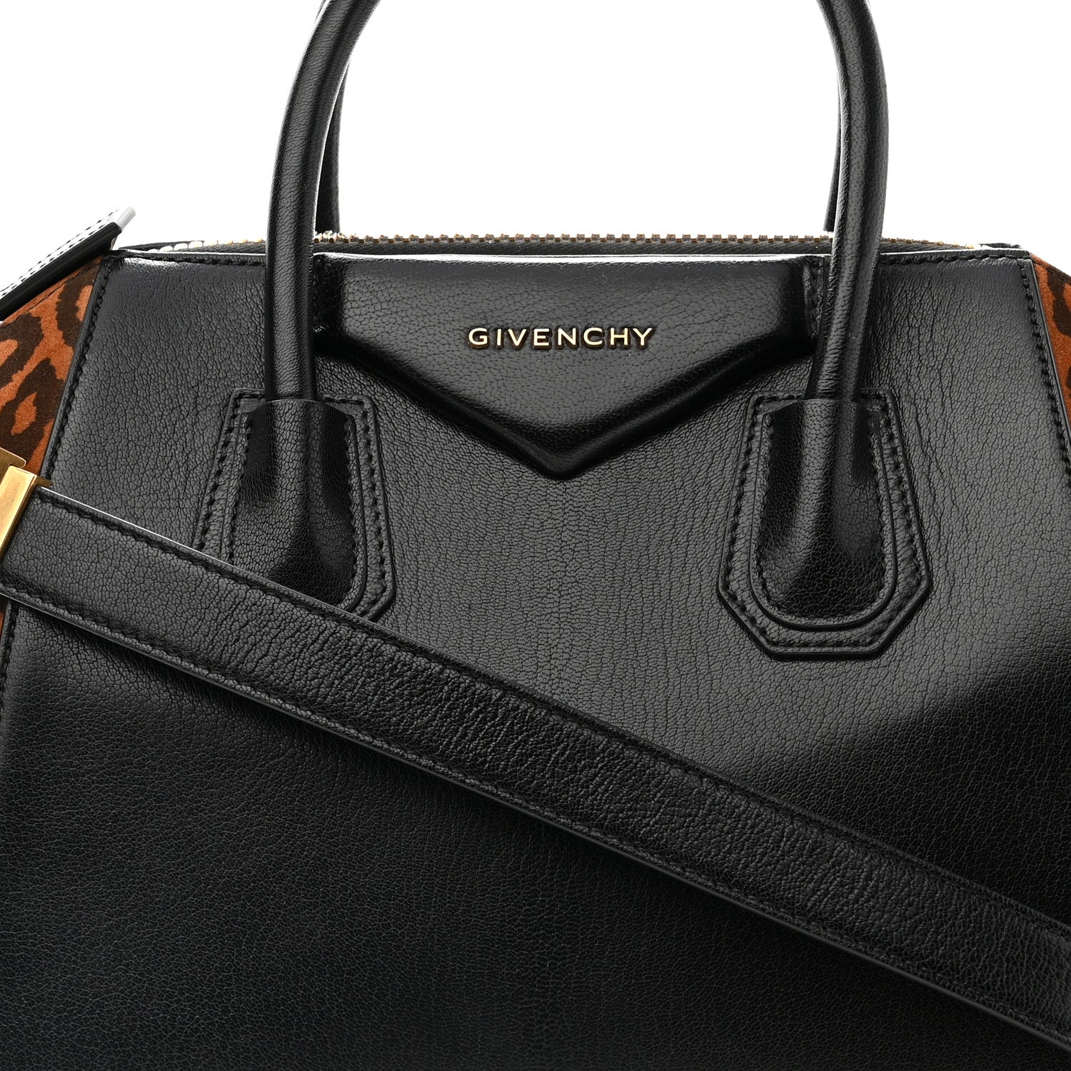 Givenchy Calfskin Suede Leopard Print Small Antigona Black 8 of 10