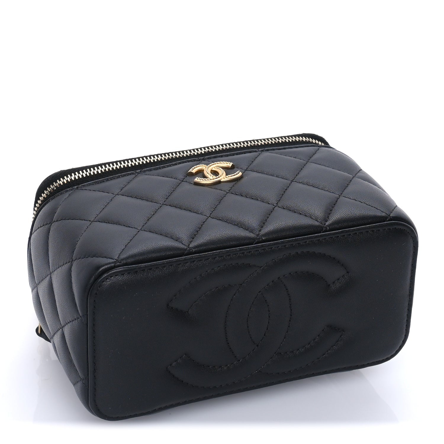 Chanel Lambskin Quilted Metal Twist Small Top Handle Vanity Case With Chain  Black 4 of 10