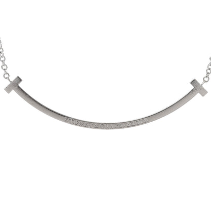 Tiffany 18K White Gold Diamond Small T Smile Pendant Necklace 4 of 6