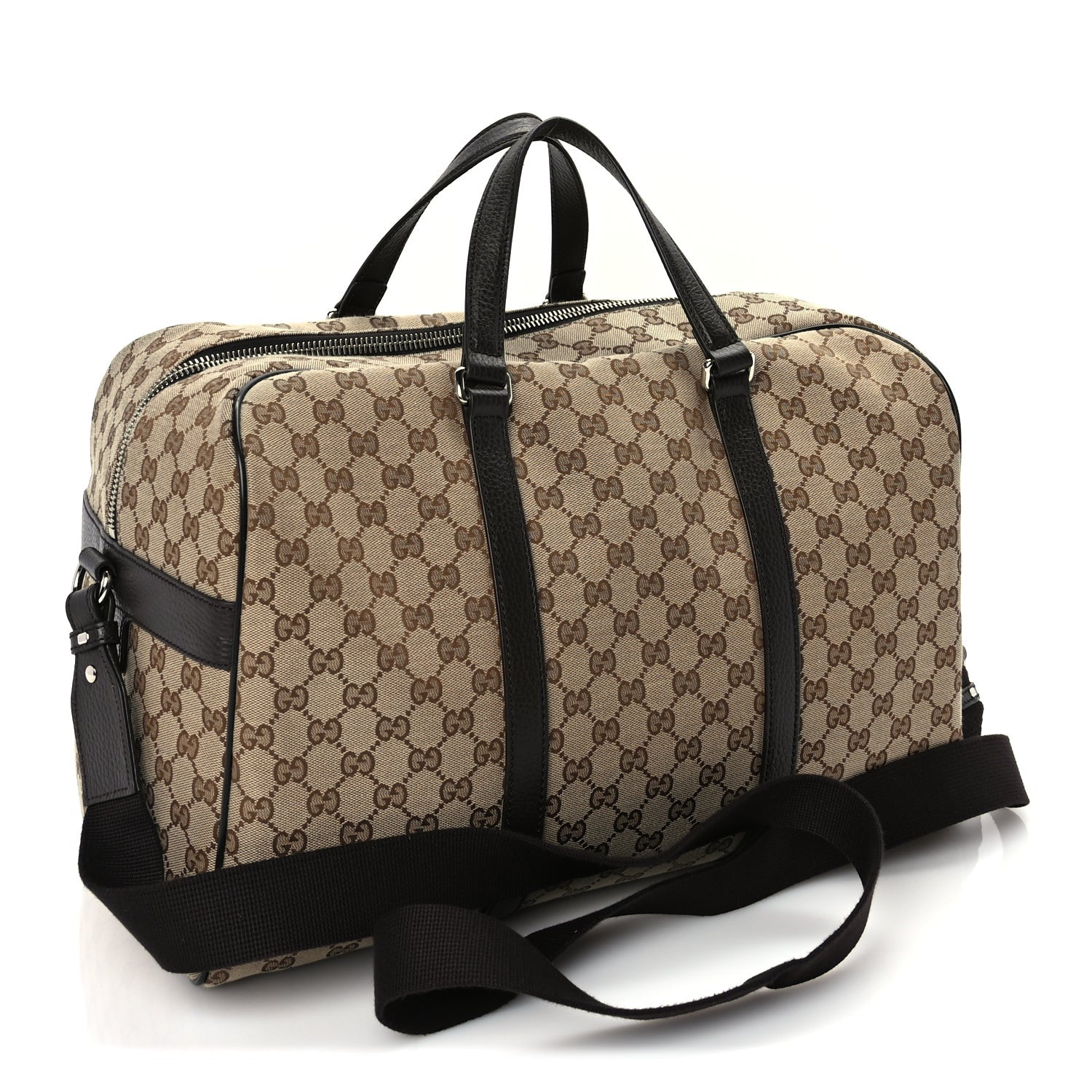 Gucci Monogram Dollar Calfskin Boston Duffle Bag Beige Ebony Testa di Moro Marrone Scuro 3 of 10
