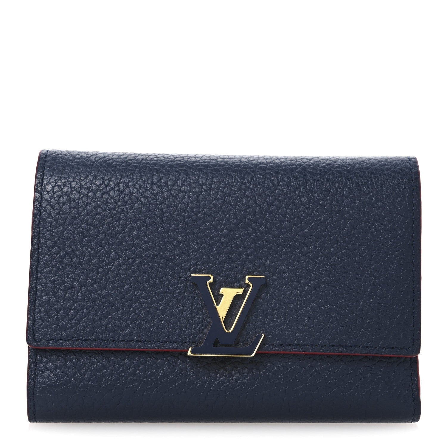 Louis Vuitton Taurillon Capucines Compact Wallet Marine Rouge 1 of 7