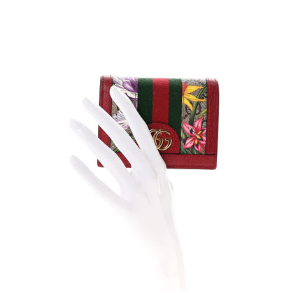 Gucci GG Supreme Monogram Flora Web Ophidia Card Case Red 2 of 7
