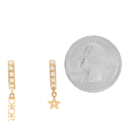 Christian Dior Pearl Hoop Earrings Gold 2 of 4