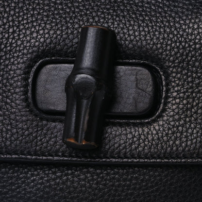 Gucci Cellarius Calfskin Small Bamboo Daily Top Handle Bag  Black 6 of 8