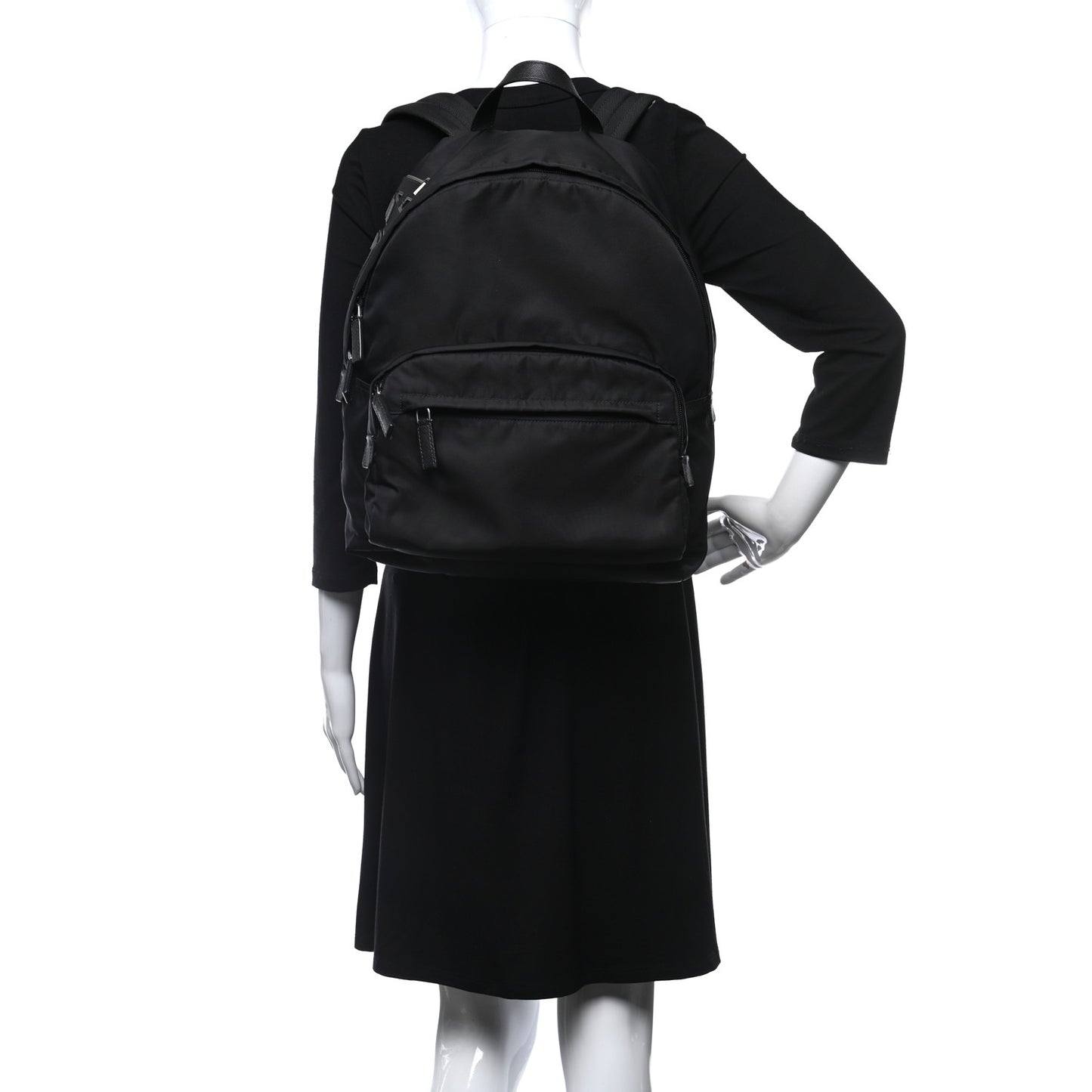Nylon Tessuto Logo Patch Backpack Black