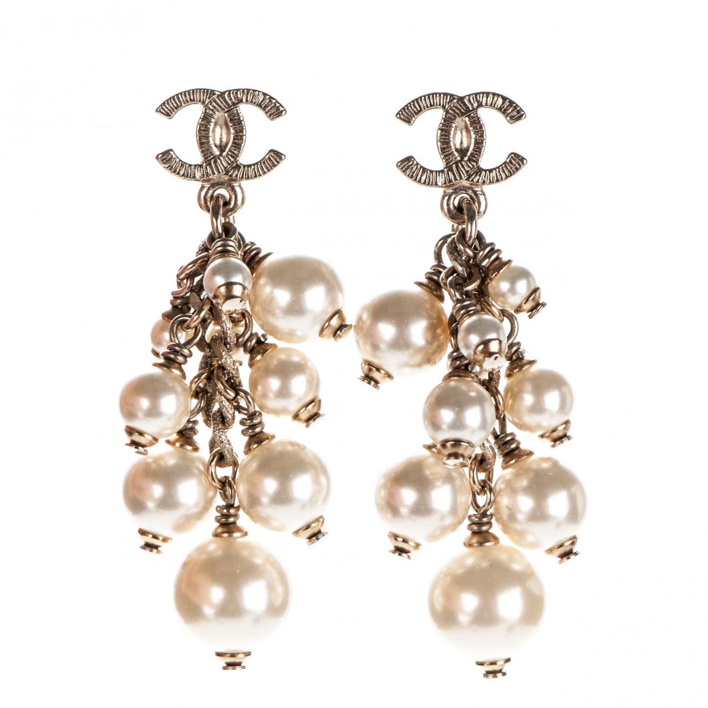 Pearl CC Drop Earrings Gold