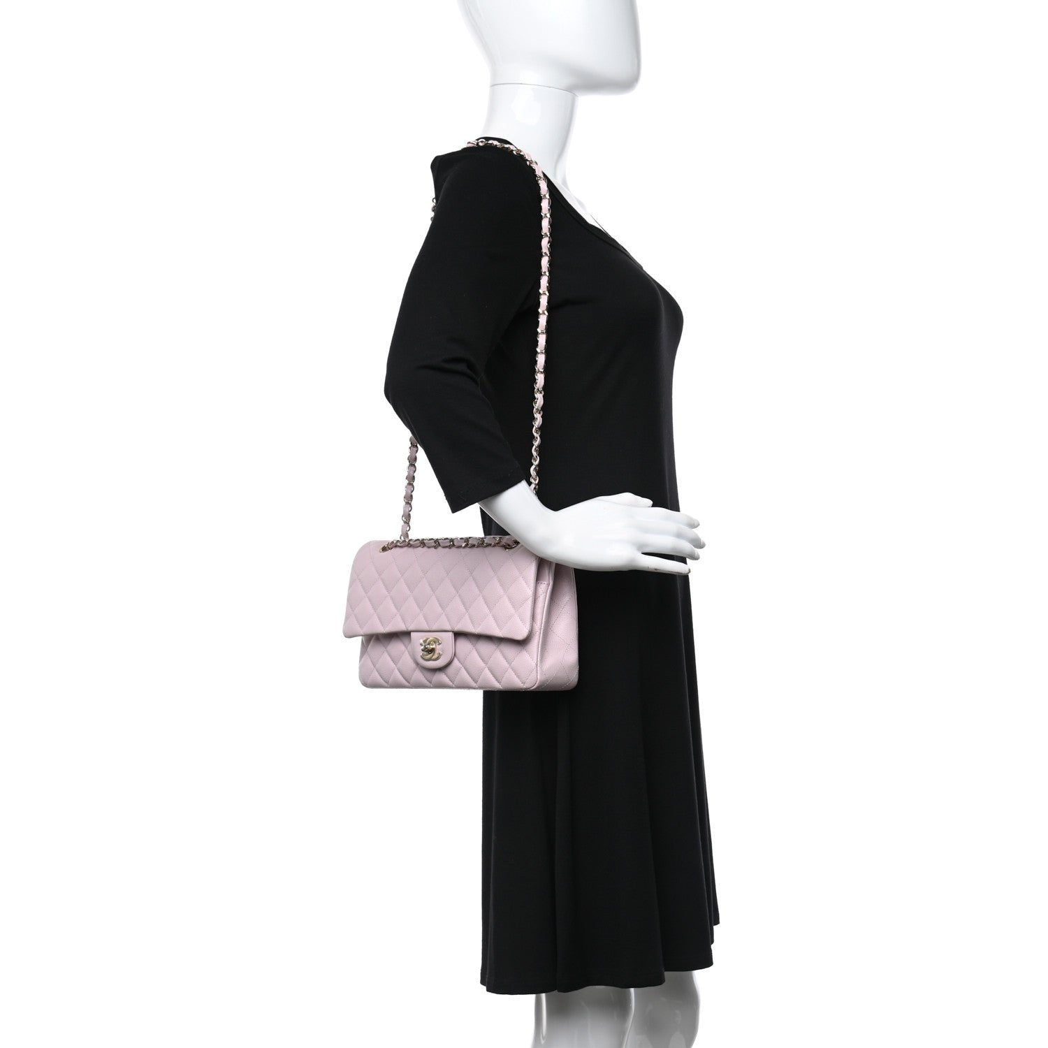 Chanel Caviar Quilted Medium Double Flap Light Pink 2 of 10