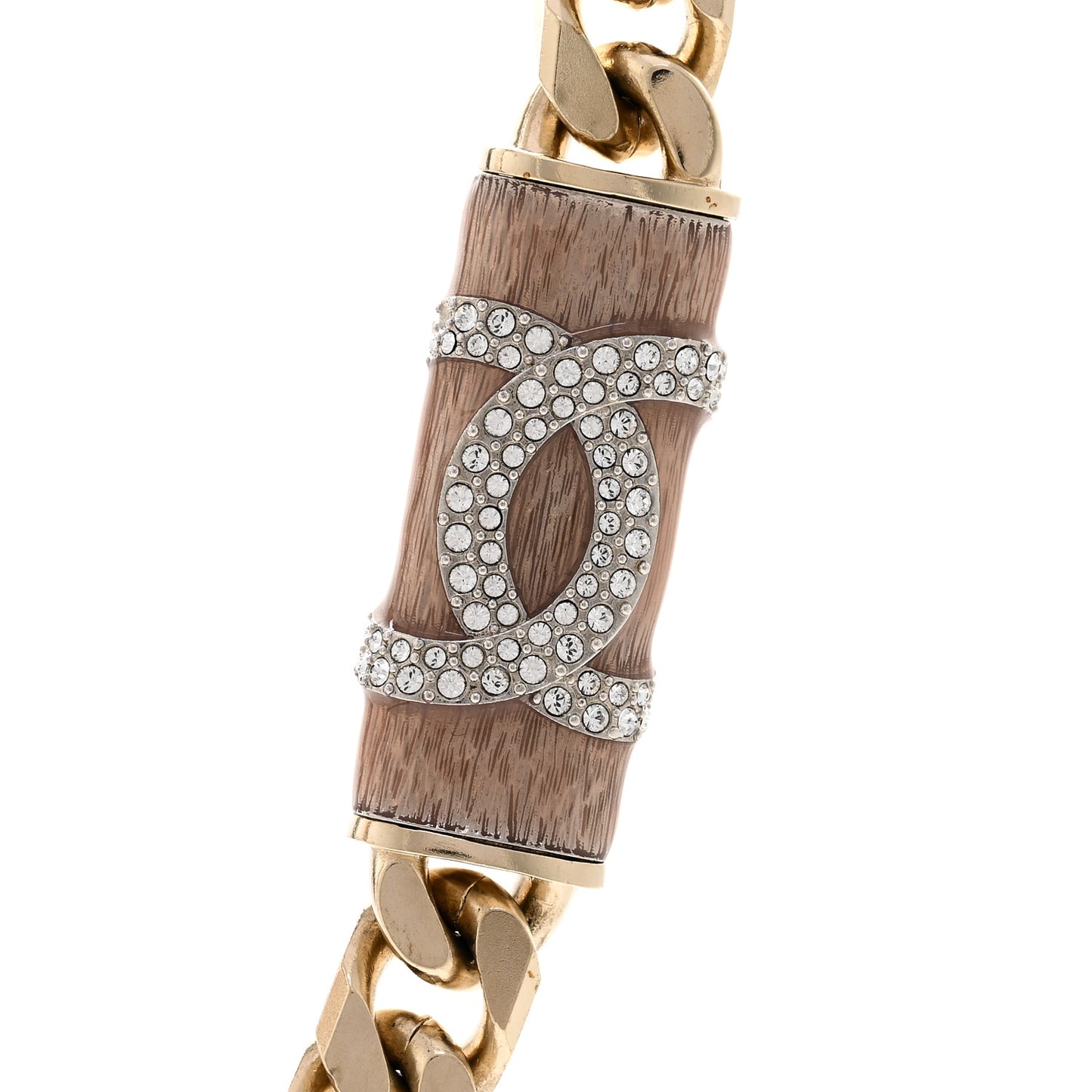 Crystal Strass CC Necklace Light Gold Pink