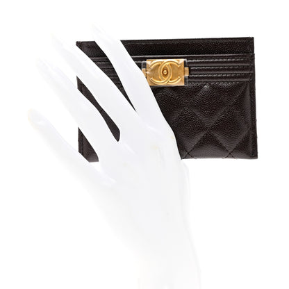Chanel Caviar Quilted Boy Card Holder Dark Brown 2 of 9