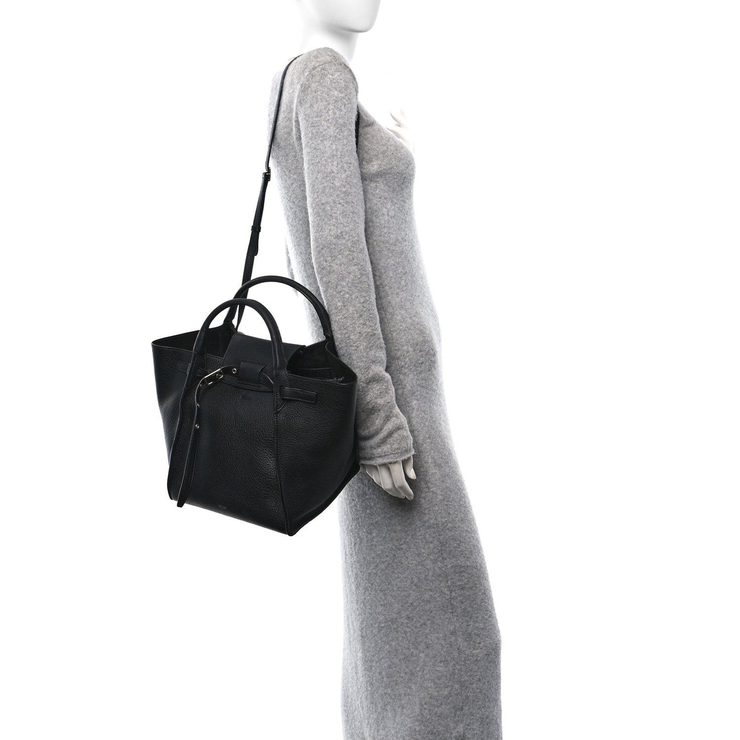 Supple Grained Calfskin Small Big Bag Black