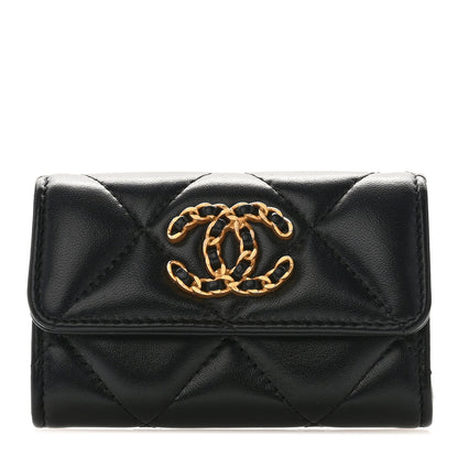 Chanel Lambskin Quilted Chanel 19 Flap Card Holder Black 1 of 10