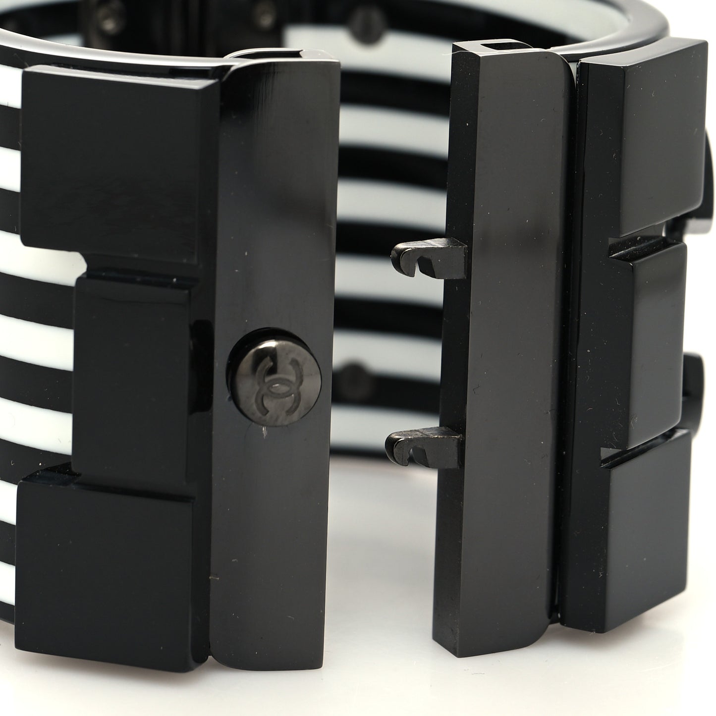 Resin CC Cuff Bracelet Black White