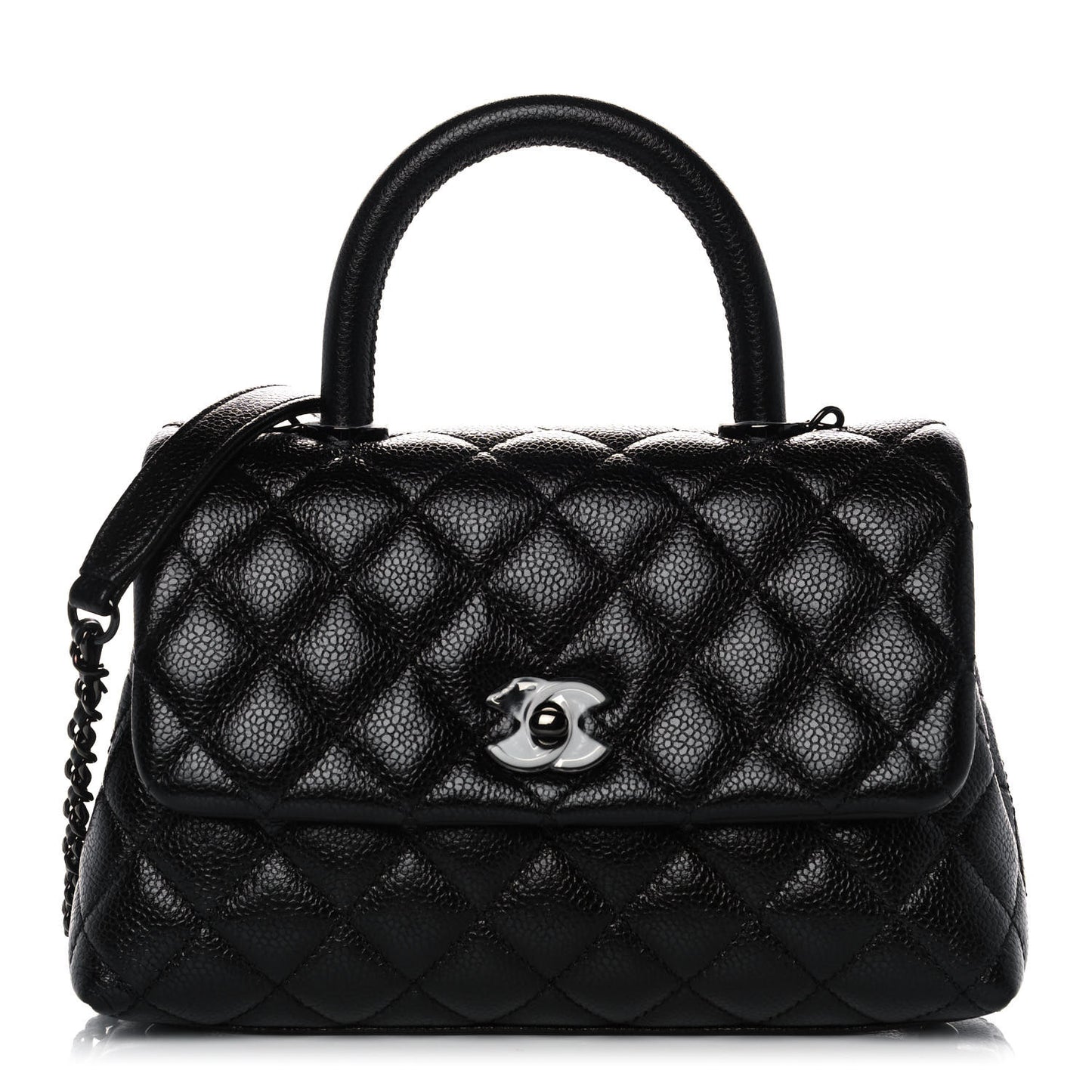 Caviar Quilted Mini Coco Handle Flap So Black