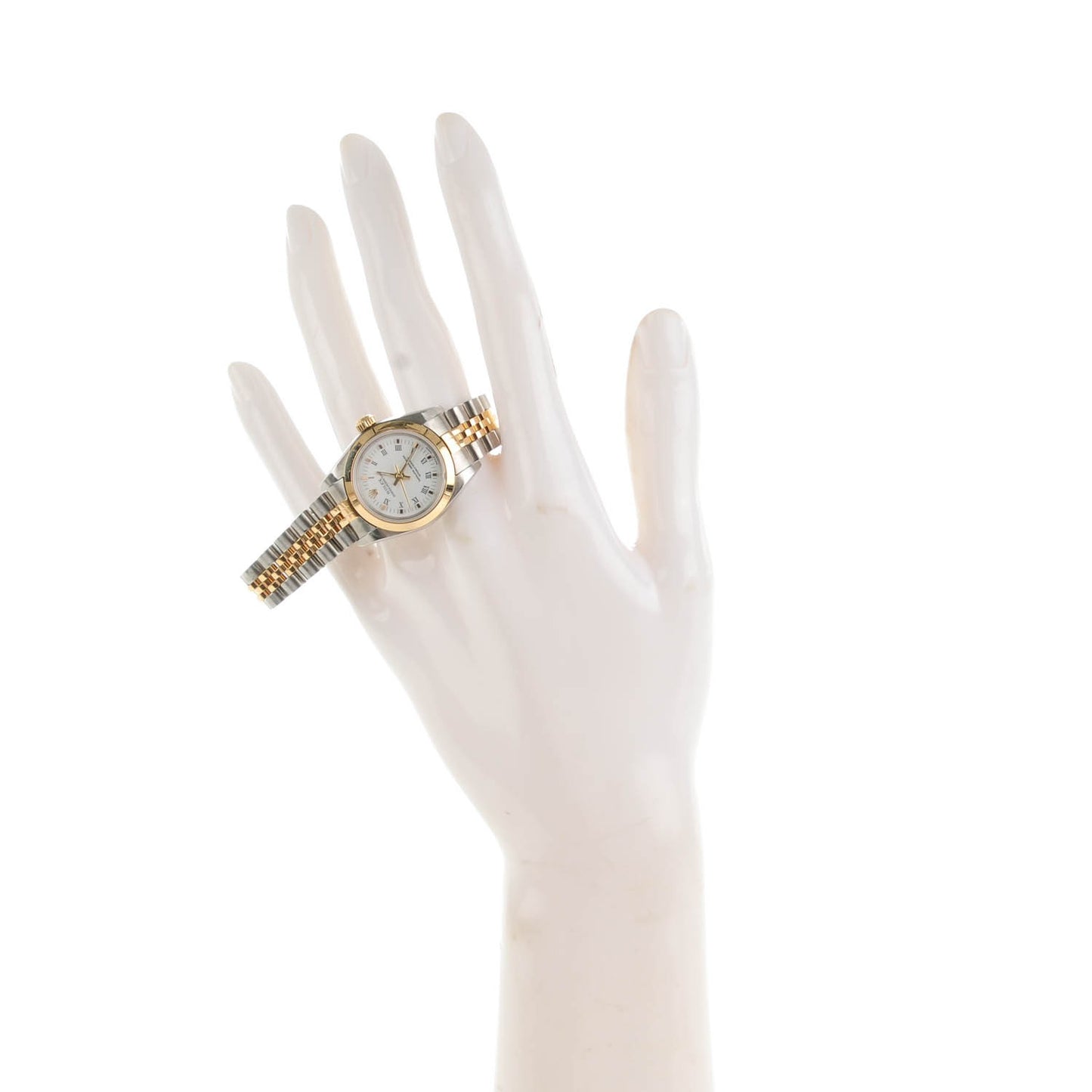 Stainless Steel 18K Yellow Gold 24mm Oyster Perpetual Watch White Roman 76183