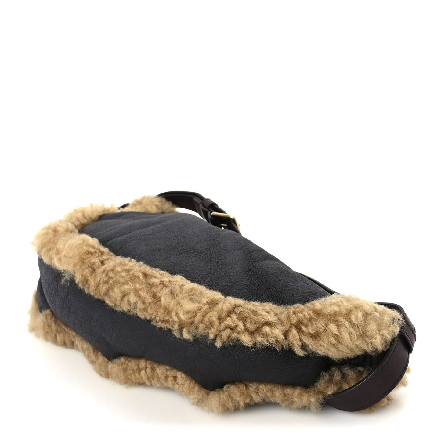 Shearling Small Shield Sling Bag Black