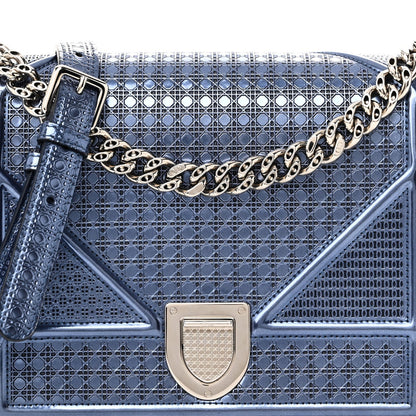 Christian Dior Patent Micro-Cannage Medium Diorama Flap Bag Blue 7 of 7