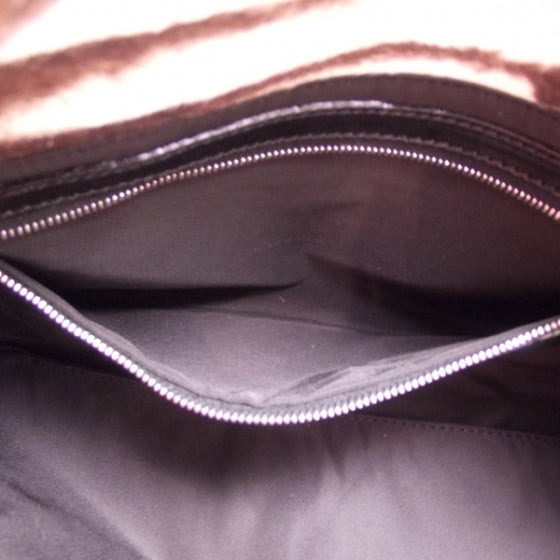 Calf Hair Zebra Print Baguette Handbag Bag