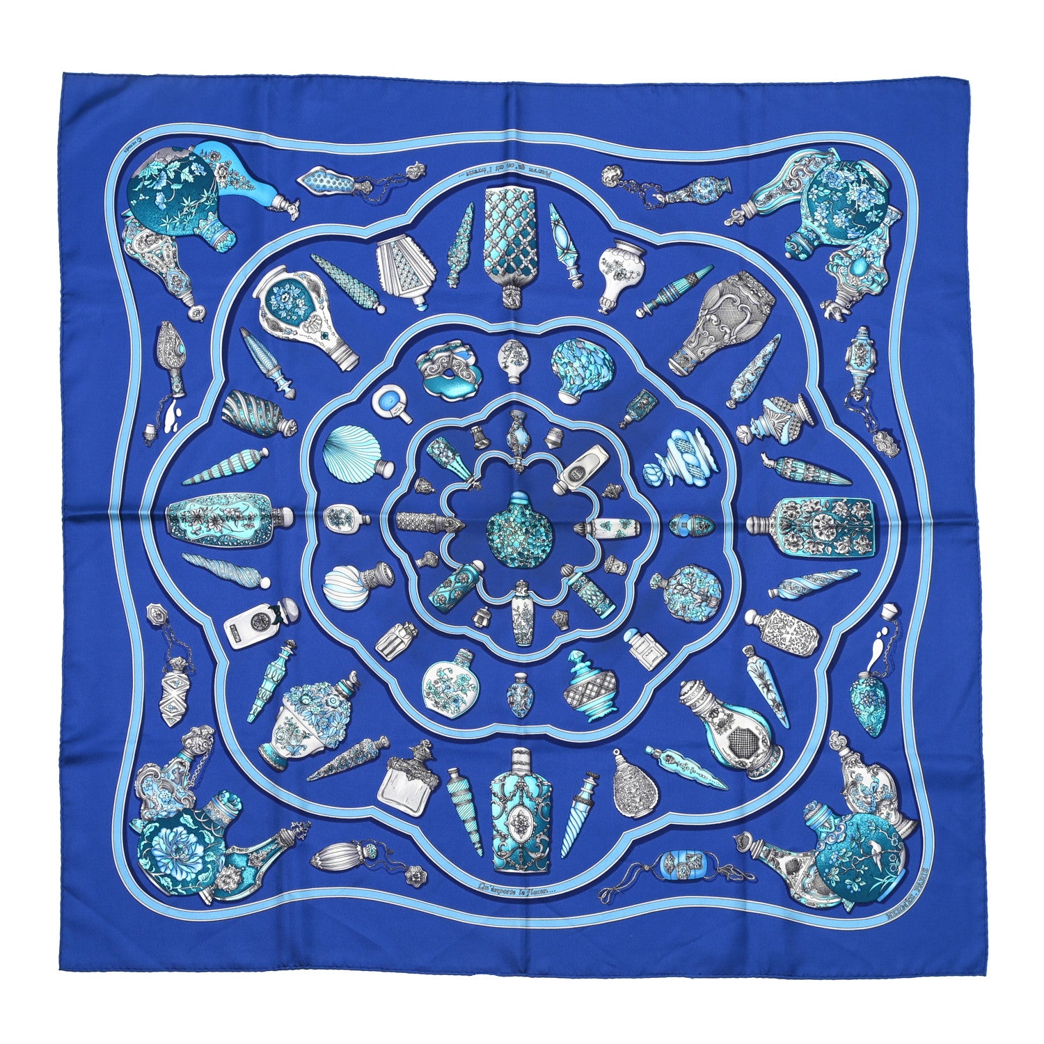 Hermes Silk Qu Importe Le Flacon Scarf 90 Bleu 1 of 4