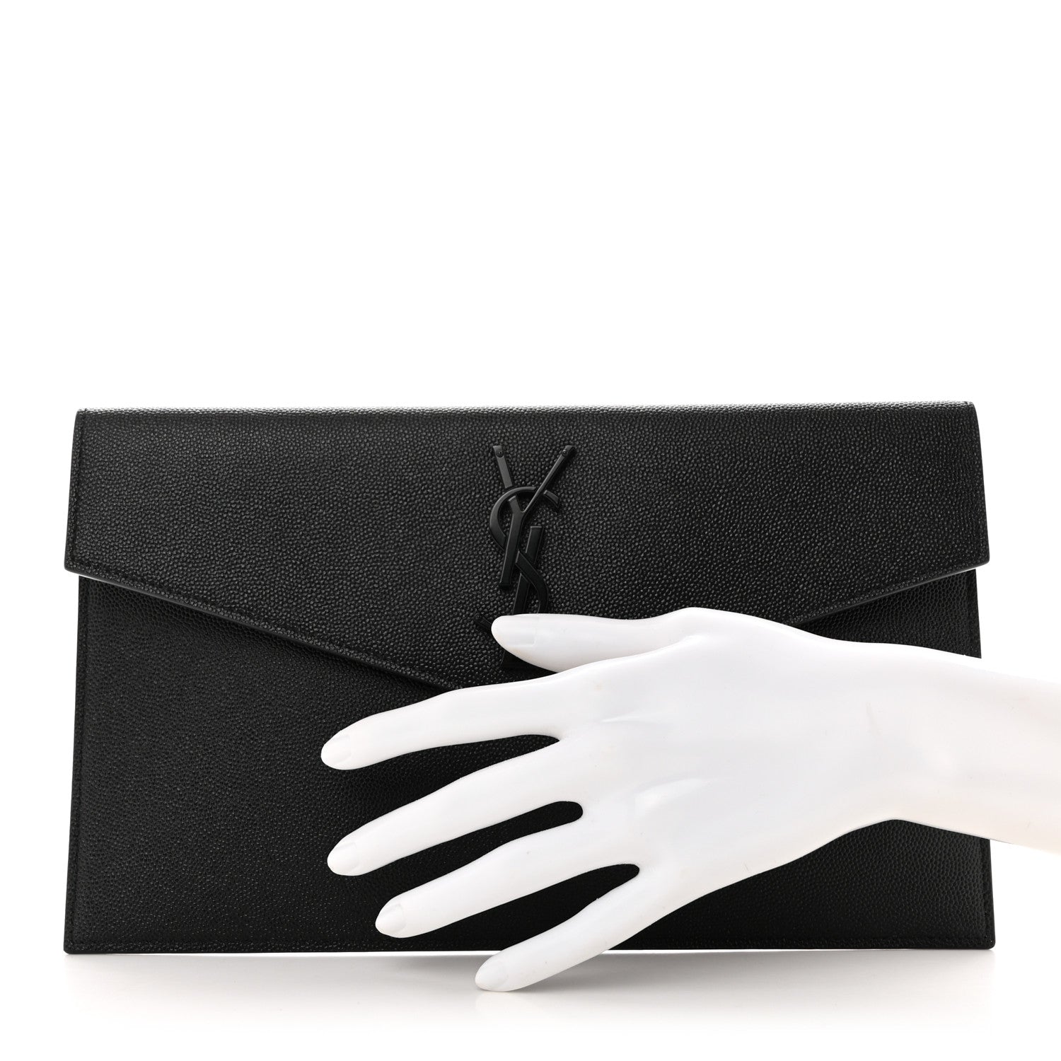 Saint Laurent Grain De Poudre Monogram Uptown Pouch Black 2 of 8