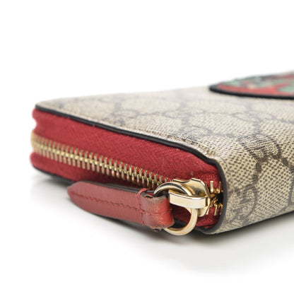 Gucci GG Supreme Monogram Kingsnake Heart Embroidered Zip Around Wallet Red 8 of 9