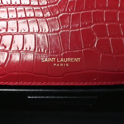 Saint Laurent Calfskin Crocodile Embossed Small Classic Monogram Kate Tassel Satchel Amaretto 5 of 8