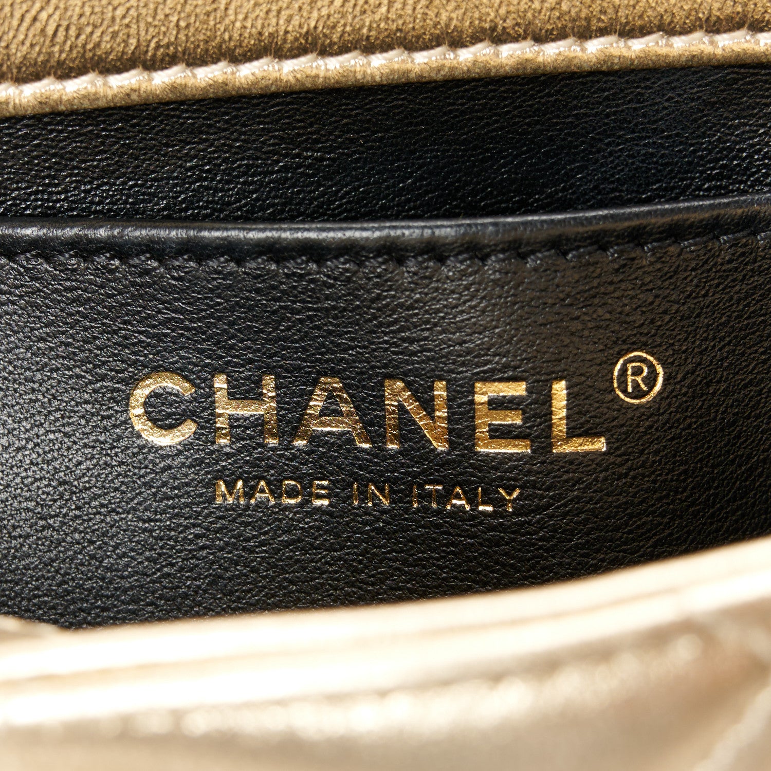 Chanel Metallic Lambskin Quilted Mini CC Crystal Logo Chain Flap Gold 6 of 10