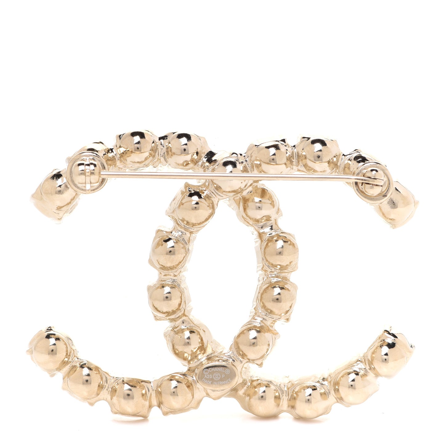 Crystal Coco's Pearls CC Brooch Light Gold