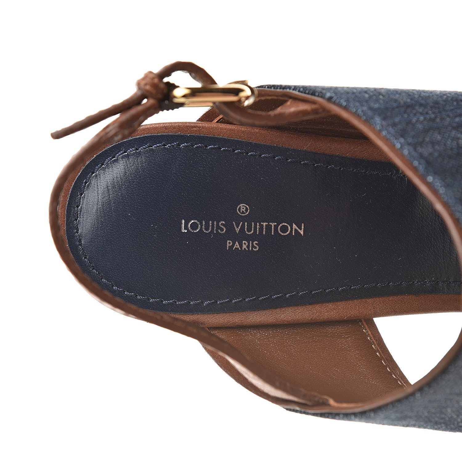 Louis Vuitton Denim Croisiere Wedge Sandals 41 Marine 7 of 10