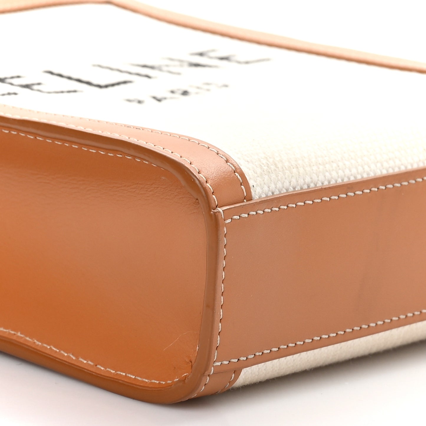 Canvas Calfskin Mini Vertical Cabas Natural Tan