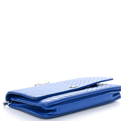 Chanel Caviar Chevron Quilted Wallet On Chain WOC Bright Blue 4 of 11