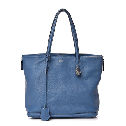 Alexander McQueen Pebbled Calfskin Skull Padlock Tote Blue 1 of 16