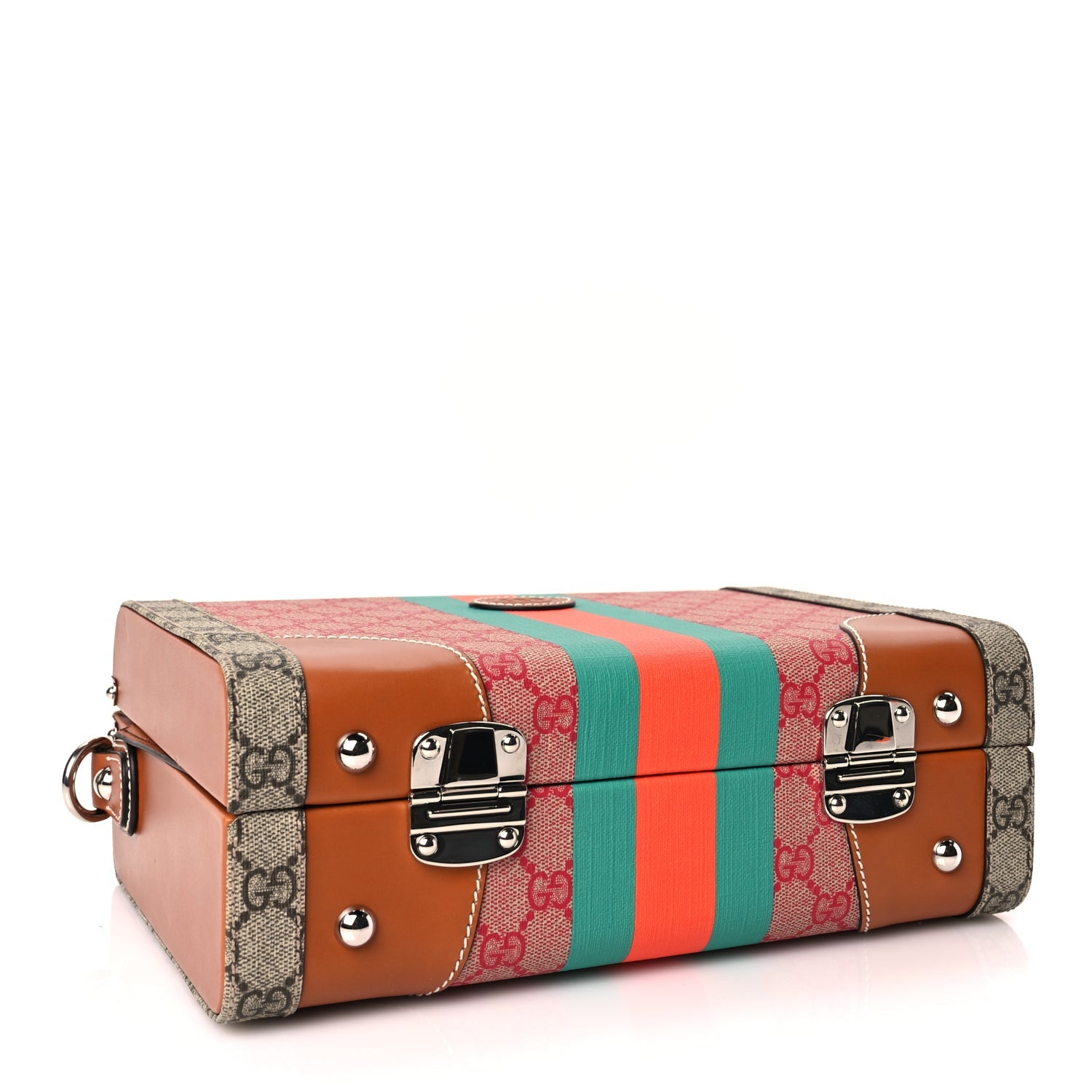 Gucci X DANS LE VERT GG Supreme Monogram Cuoio Web Mini Retro Interlocking G Beauty Case Beige Rosso Ebony Harness Brown 3 of 8