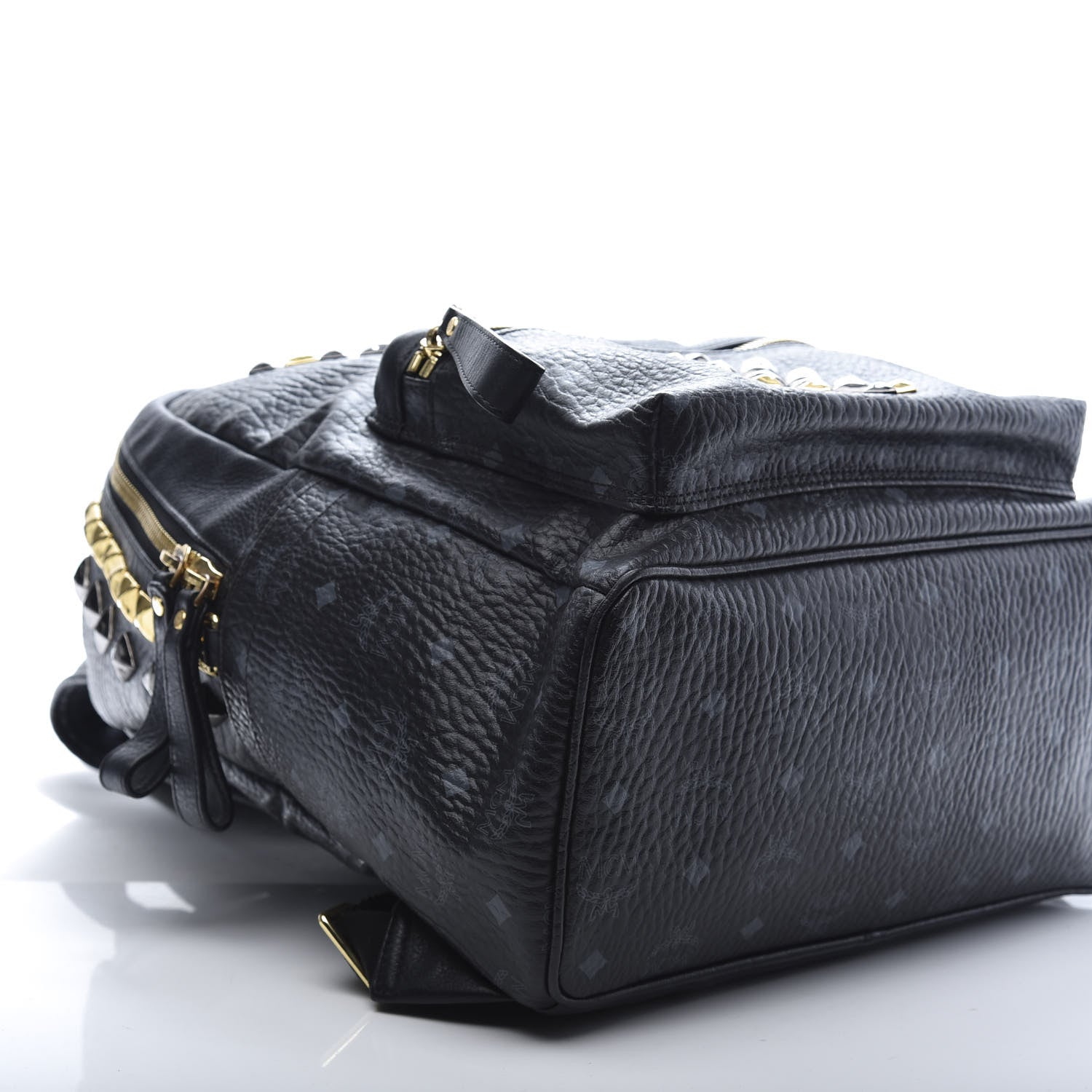 MCM Visetos Studded Colorblock Medium Stark Brock Backpack Black 6 of 8